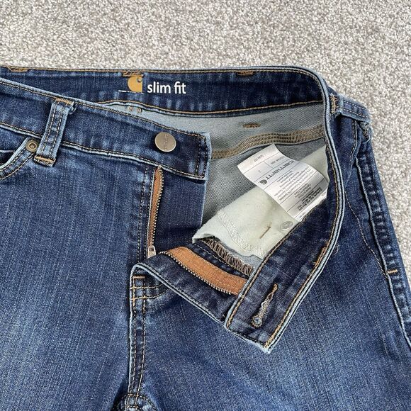 CARHARTT Nyona Women's Slim Fit Denim Jean Bermuda Shorts Stretch Blue Size 2 - Picture 4 of 11